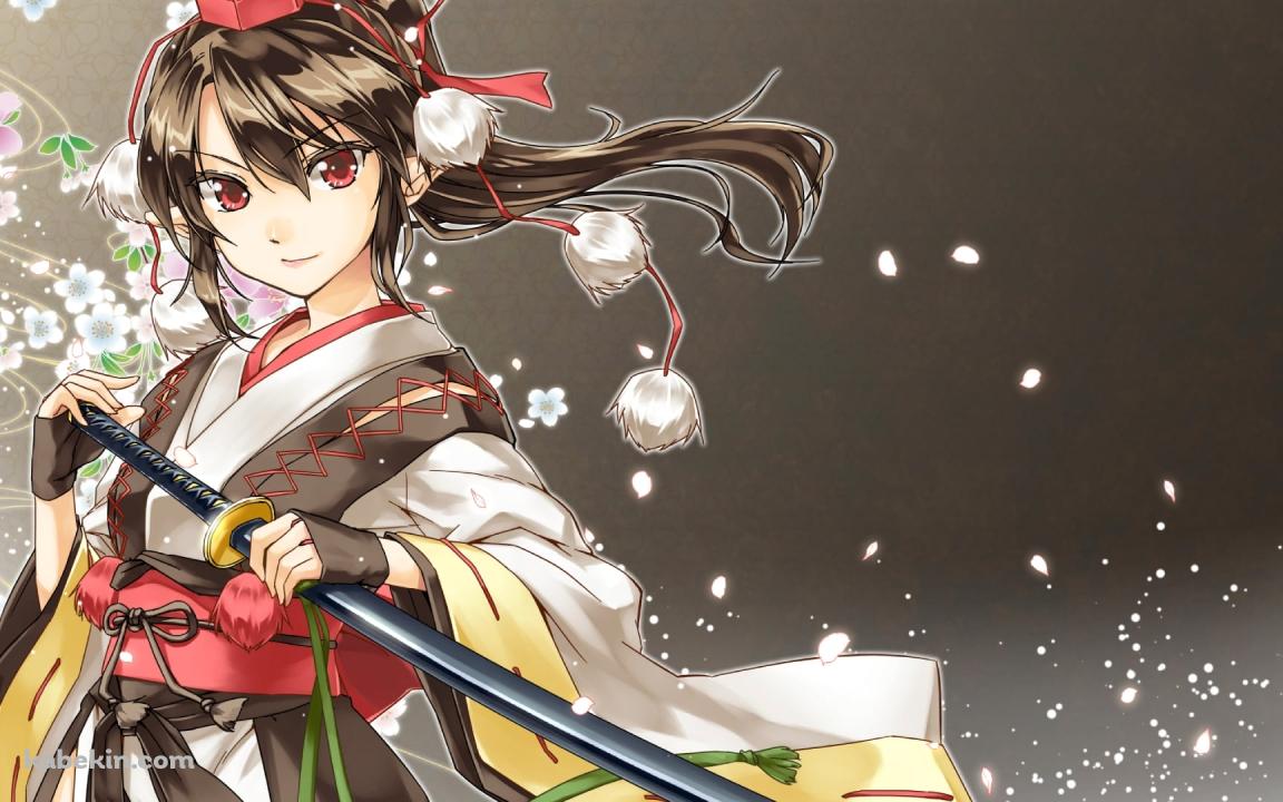 黒い刀に手をかける射命丸文 / 東方の壁紙(1152px x 720px) 高画質 PC・デスクトップ用