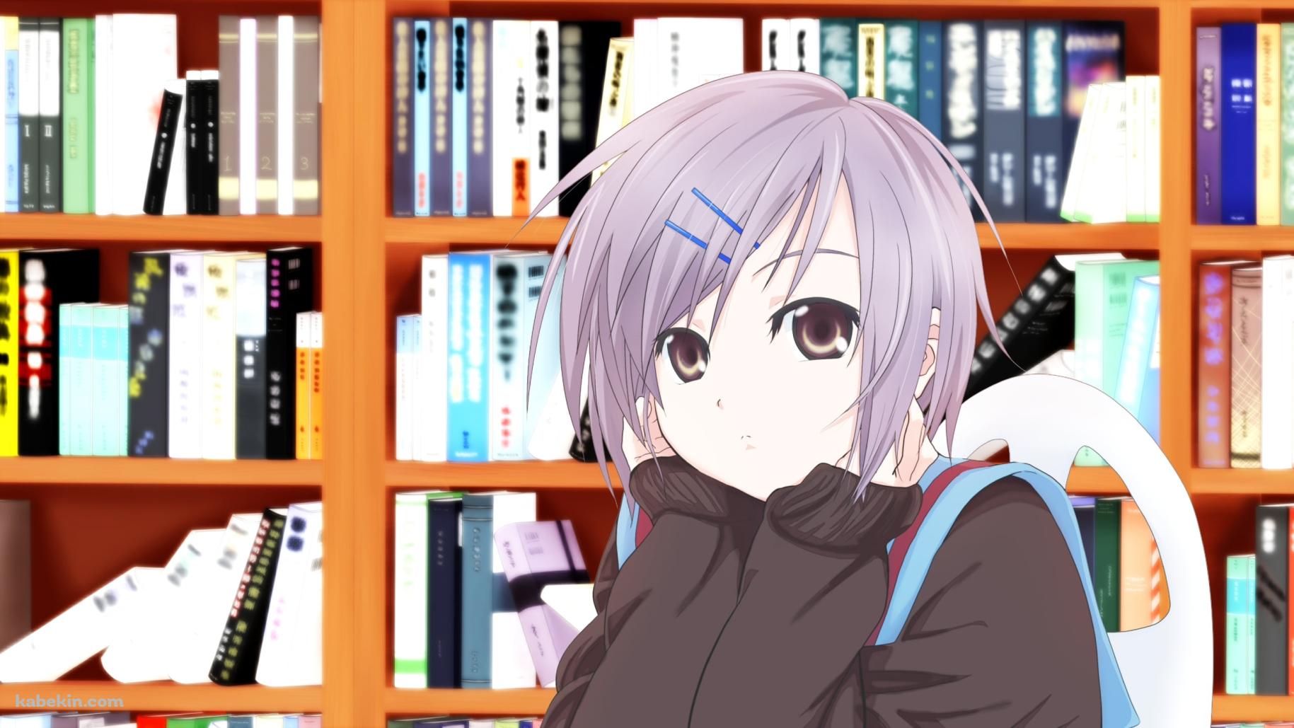 頬杖をつく長門有希 / 図書館 / 涼宮ハルヒの憂鬱の壁紙(1829px x 1029px) 高画質 PC・デスクトップ用
