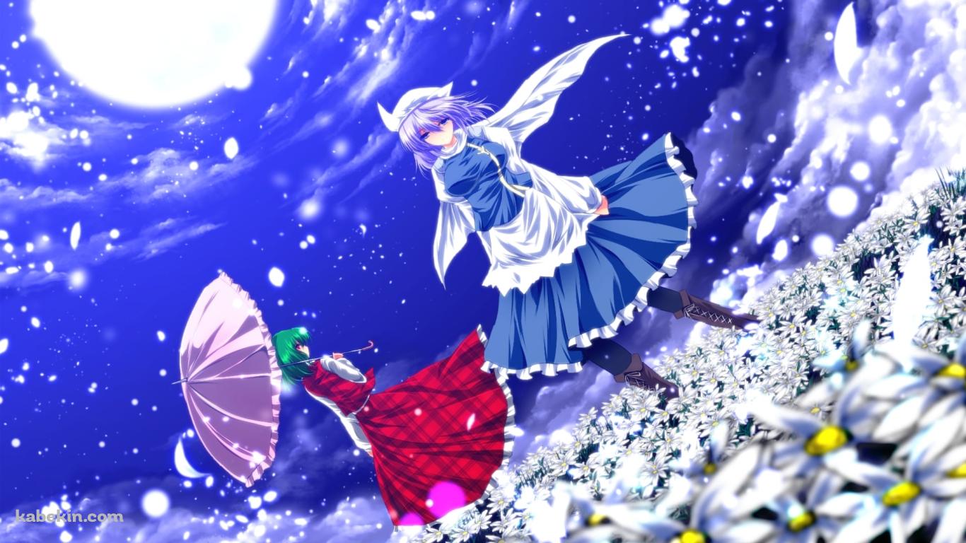 白い花畑に佇む風見幽香 / レティ・ホワイトロック / 東方の壁紙(1366px x 768px) 高画質 PC・デスクトップ用