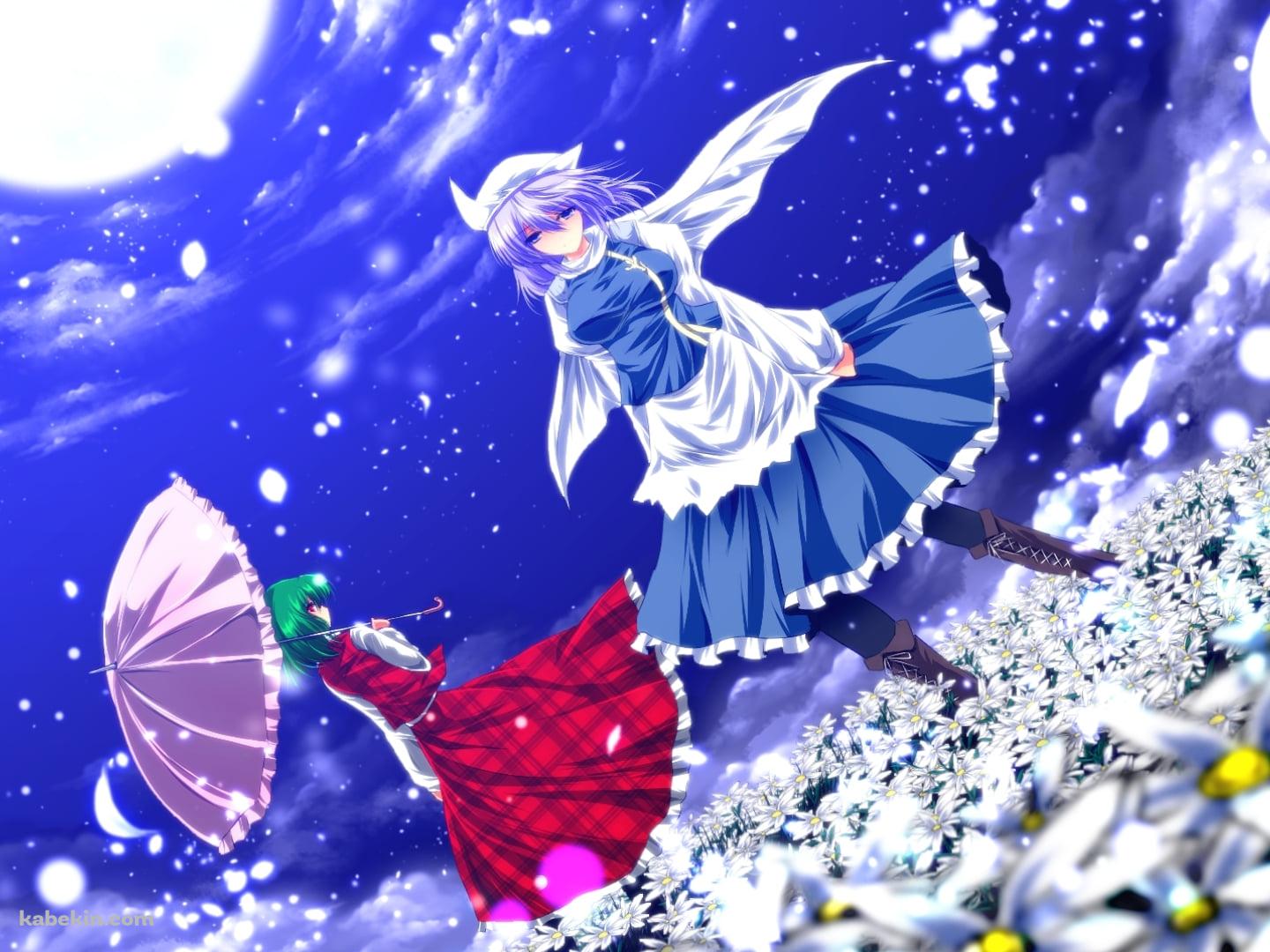 白い花畑に佇む風見幽香 / レティ・ホワイトロック / 東方の壁紙(1440px x 1080px) 高画質 PC・デスクトップ用