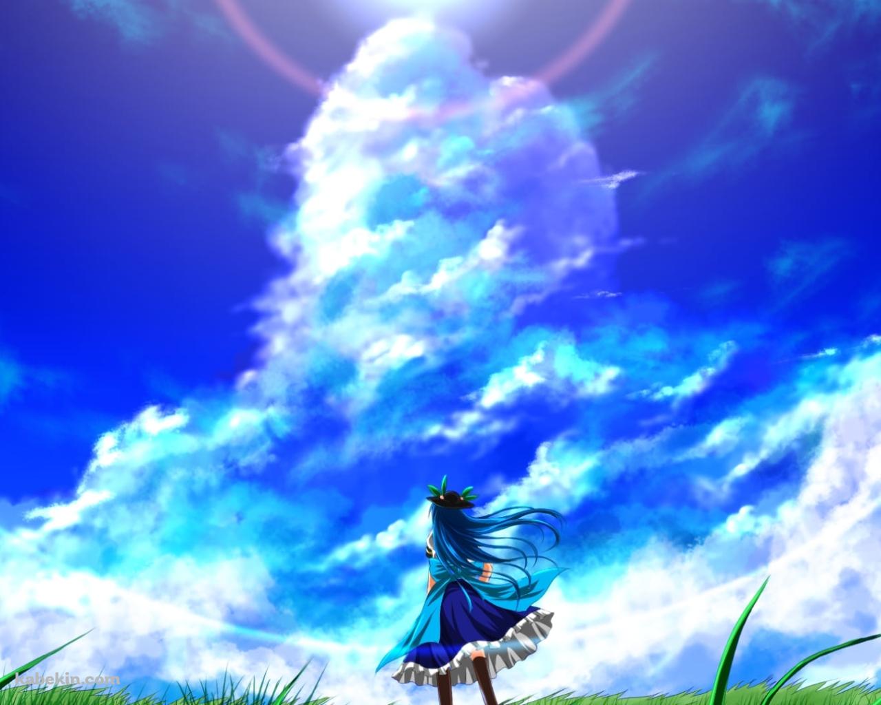 入道雲を見上げる比那名居天子 / 東方の壁紙(1280px x 1024px) 高画質 PC・デスクトップ用