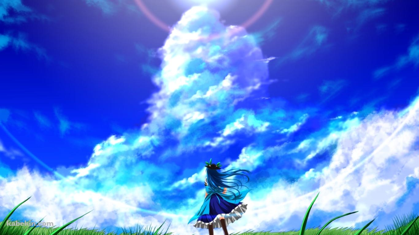 入道雲を見上げる比那名居天子 / 東方の壁紙(1366px x 768px) 高画質 PC・デスクトップ用