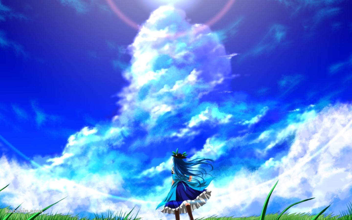 入道雲を見上げる比那名居天子 / 東方の壁紙(1440px x 900px) 高画質 PC・デスクトップ用