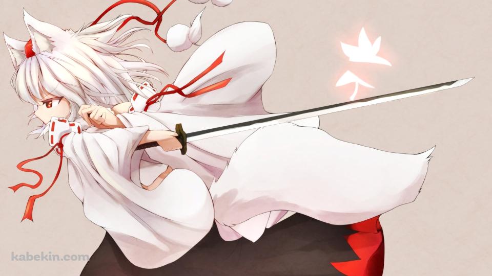 紅葉を切る犬走椛 / 東方の壁紙(960px x 540px) 高画質 PC・デスクトップ用