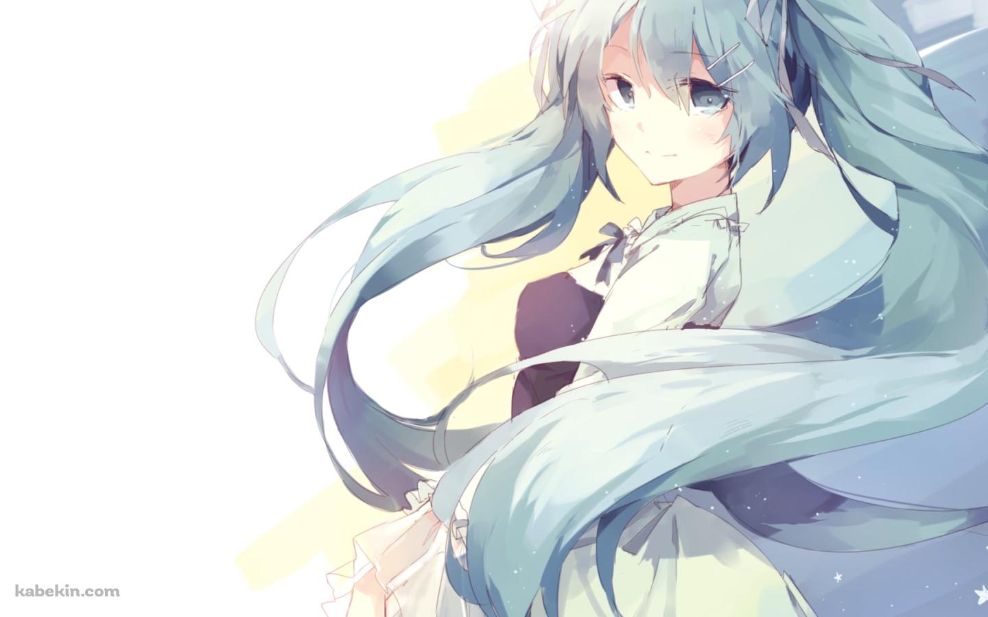 柔らかいタッチで描かれた振り向く可愛い初音ミク / ボカロの壁紙(1440px x 900px) 高画質 PC・デスクトップ用