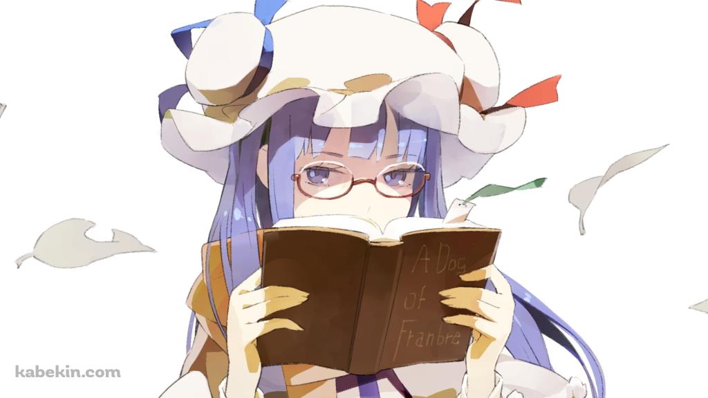 辞書を読むパチュリー・ノーレッジ / 東方の壁紙(1024px x 576px) 高画質 PC・デスクトップ用