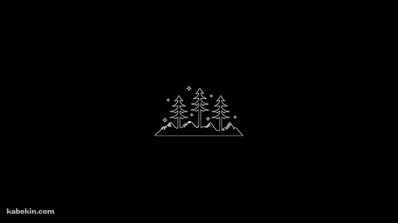 ミニマルなクリスマスツリーのイラスト / 黒の壁紙(1280px x 720px) 高画質 PC・デスクトップ用