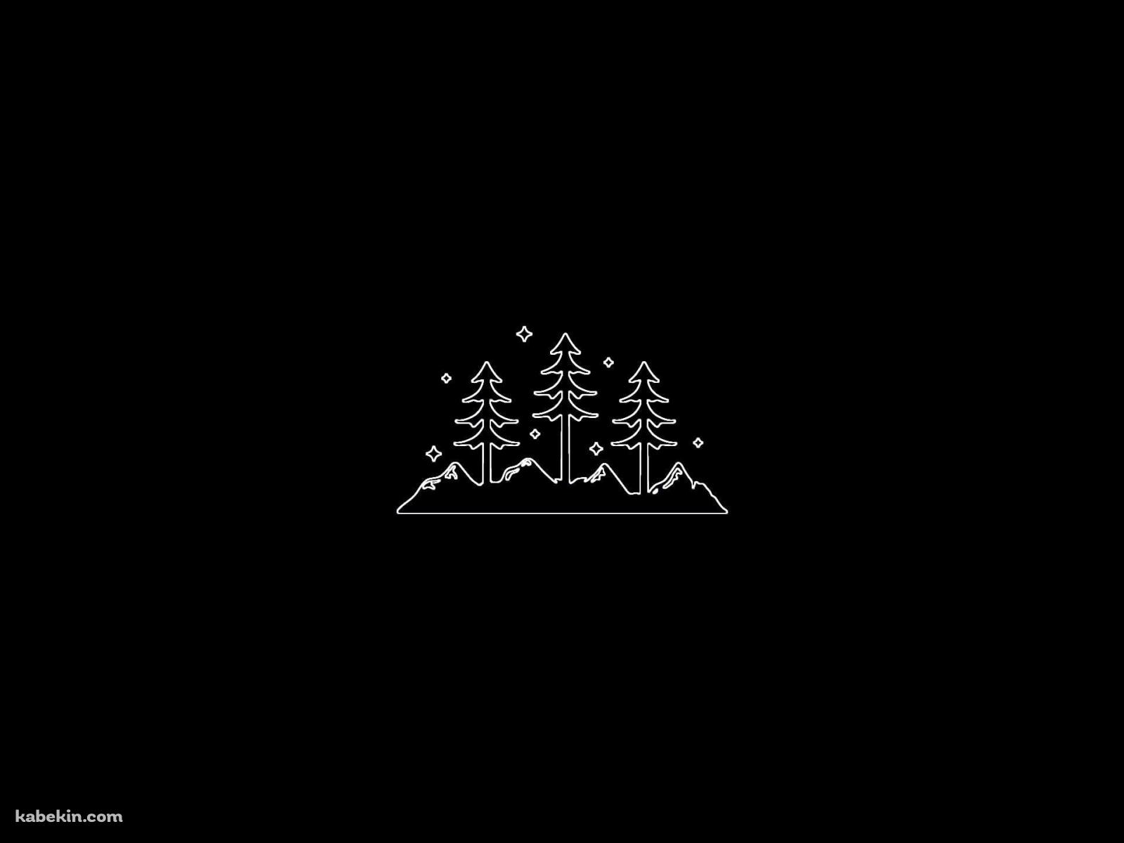 ミニマルなクリスマスツリーのイラスト / 黒の壁紙(1600px x 1200px) 高画質 PC・デスクトップ用