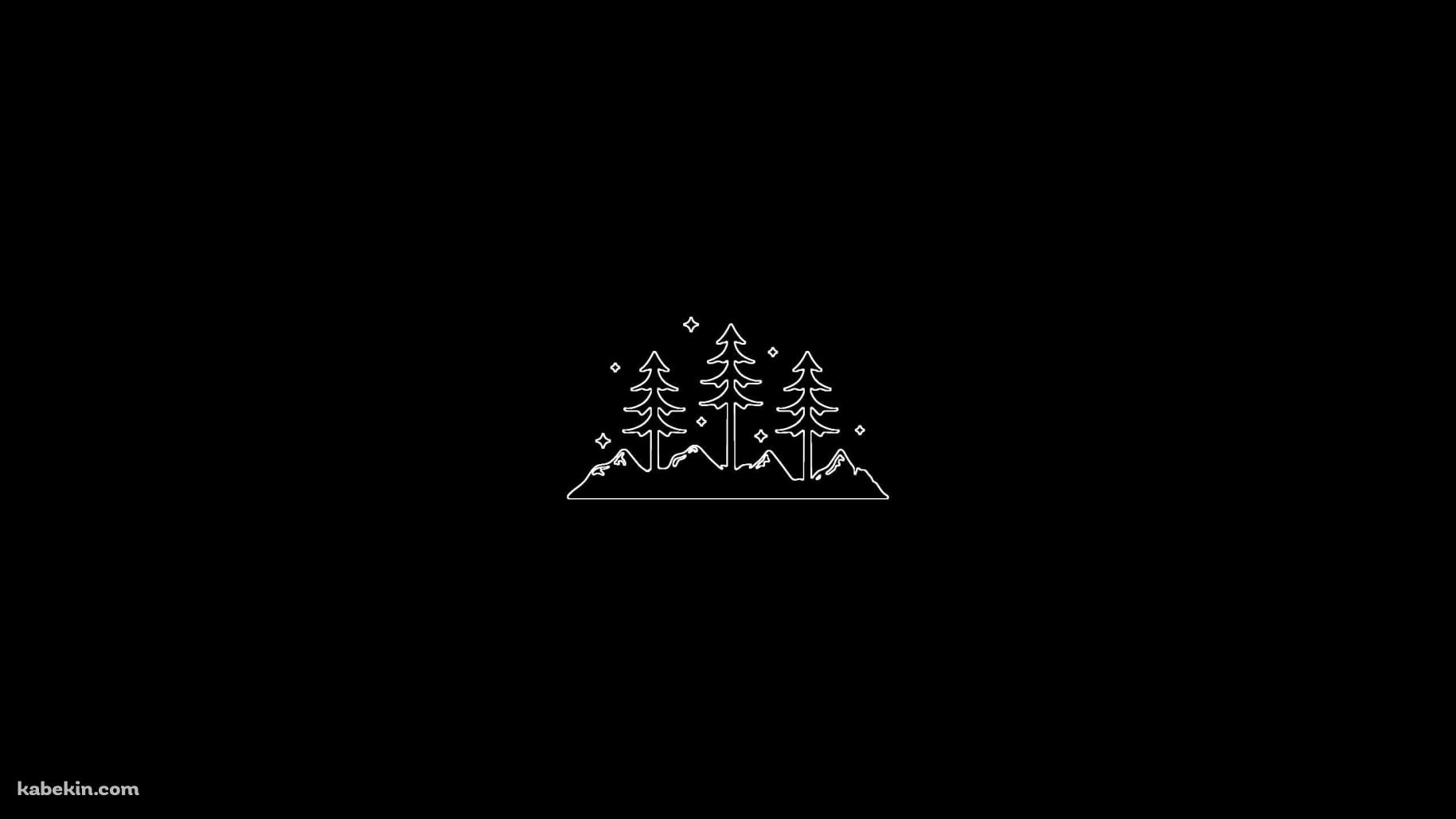ミニマルなクリスマスツリーのイラスト / 黒の壁紙(1829px x 1029px) 高画質 PC・デスクトップ用