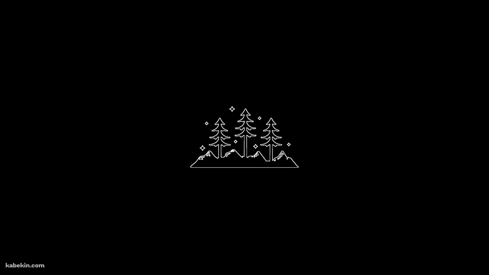 ミニマルなクリスマスツリーのイラスト / 黒の壁紙(1920px x 1080px) 高画質 PC・デスクトップ用