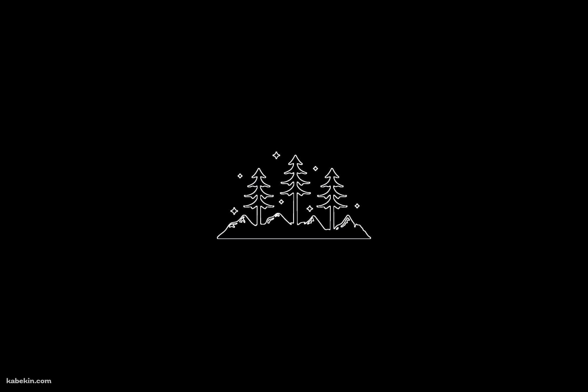 ミニマルなクリスマスツリーのイラスト / 黒の壁紙(2000px x 1333px) 高画質 PC・デスクトップ用