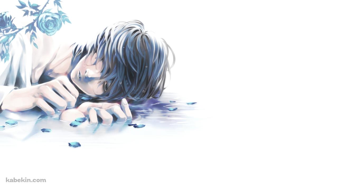 青い薔薇とL / デスノートの壁紙(1280px x 720px) 高画質 PC・デスクトップ用