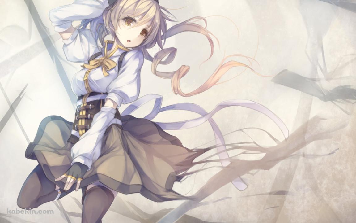 帽子を抑える巴マミ / 魔法少女まどか☆マギカの壁紙(1152px x 720px) 高画質 PC・デスクトップ用