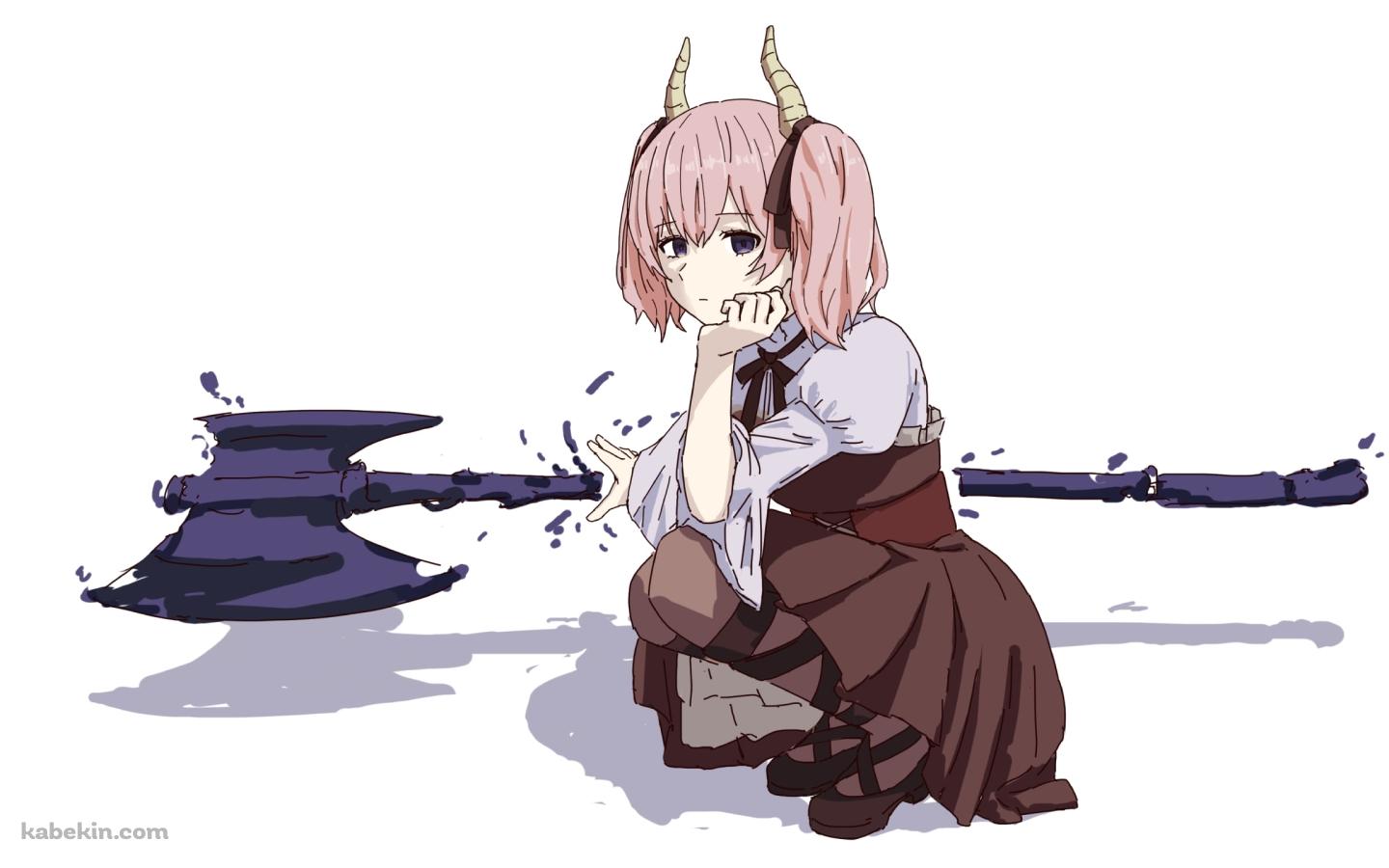 しゃがんで斧に手をかけるリーニエ / 葬送のフリーレンの壁紙(1440px x 900px) 高画質 PC・デスクトップ用