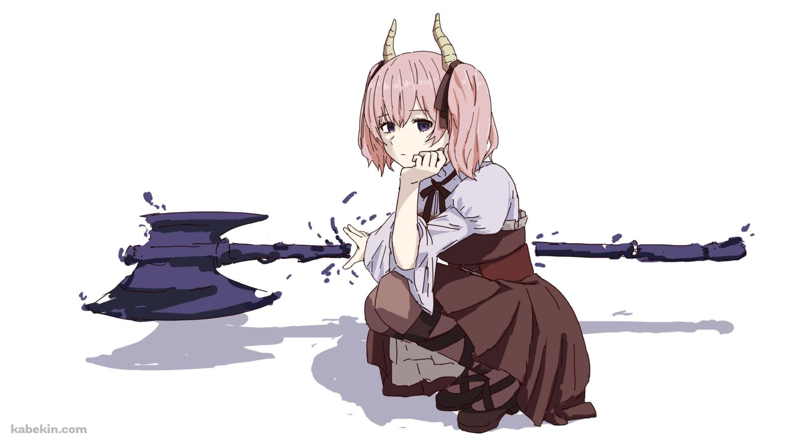しゃがんで斧に手をかけるリーニエ / 葬送のフリーレンの壁紙(1600px x 900px) 高画質 PC・デスクトップ用