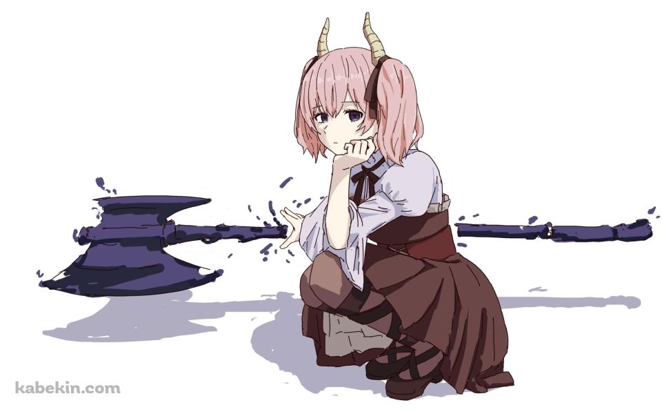 しゃがんで斧に手をかけるリーニエ / 葬送のフリーレンの壁紙(960px x 600px) 高画質 PC・デスクトップ用