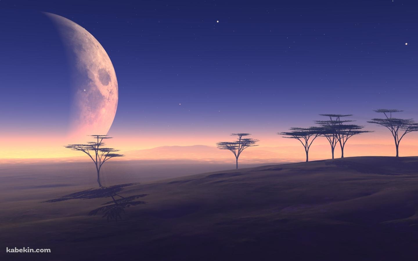 枯れた土地と大きな月の壁紙(1440px x 900px) 高画質 PC・デスクトップ用