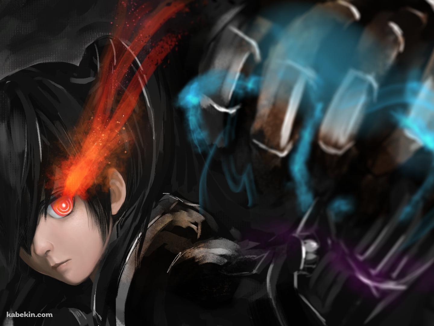 満月と拳を握ったブラック★ロックシューターの壁紙(1440px x 1080px) 高画質 PC・デスクトップ用