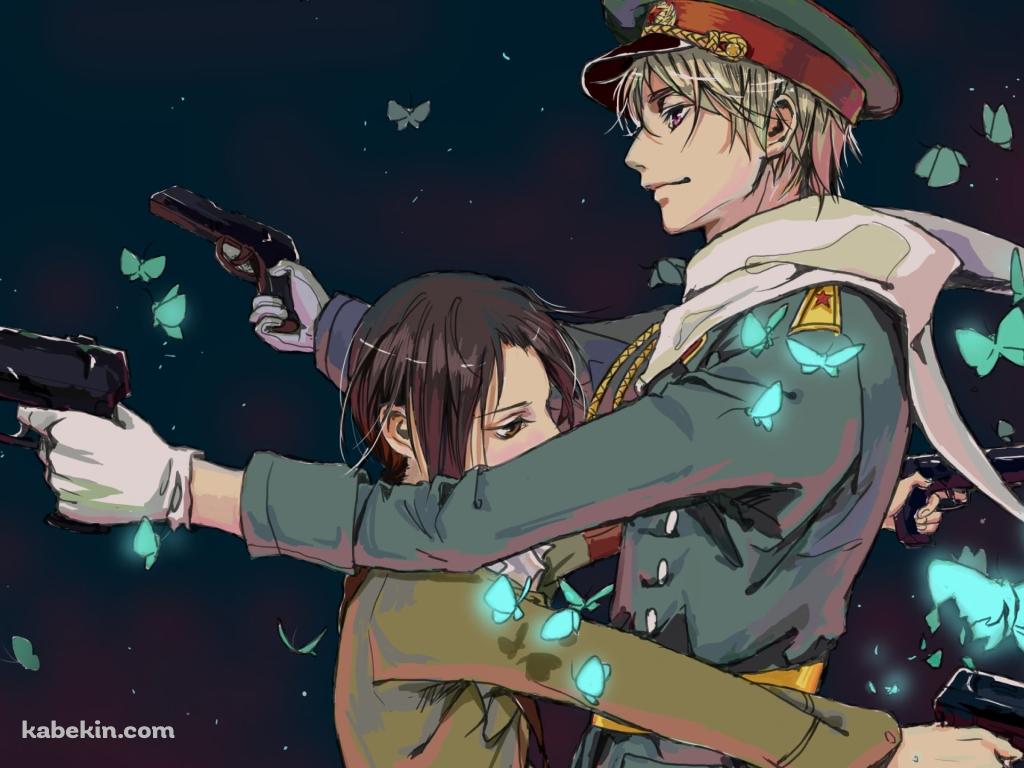 ロシア / 中国 / 青く光る蝶 / ヘタリア Axis Powersの壁紙(1024px x 768px) 高画質 PC・デスクトップ用