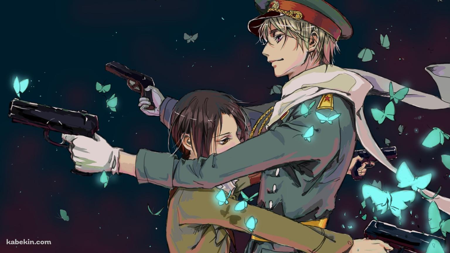 ロシア / 中国 / 青く光る蝶 / ヘタリア Axis Powersの壁紙(1536px x 864px) 高画質 PC・デスクトップ用