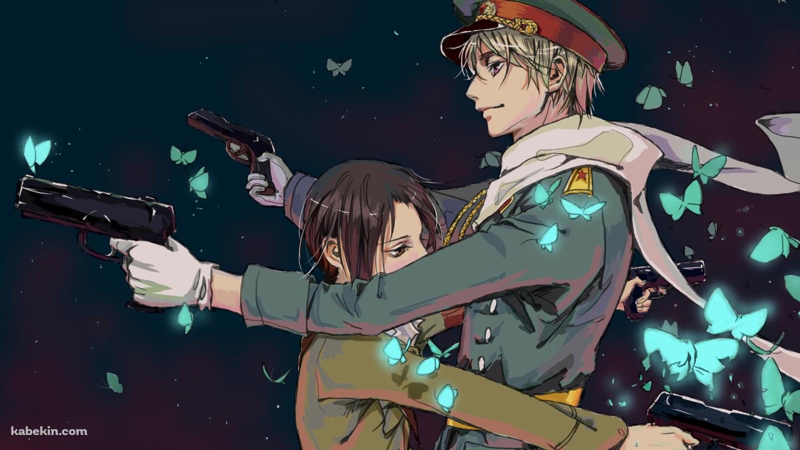 ロシア / 中国 / 青く光る蝶 / ヘタリア Axis Powersの壁紙(1600px x 900px) 高画質 PC・デスクトップ用