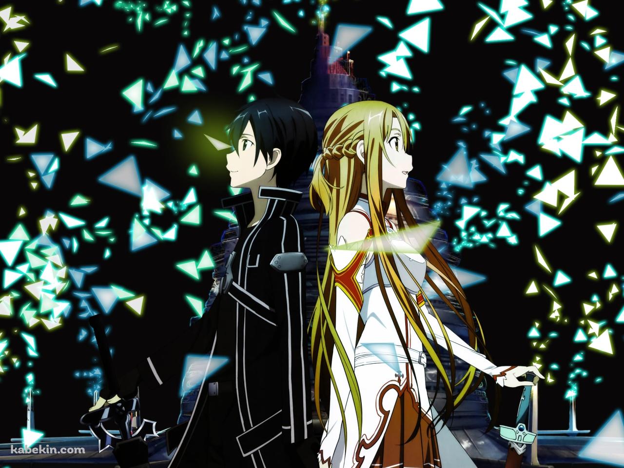 背中合わせに立つアスナとキリアス / キラキラの欠片 / ソードアートオンラインの壁紙(1280px x 960px) 高画質 PC・デスクトップ用