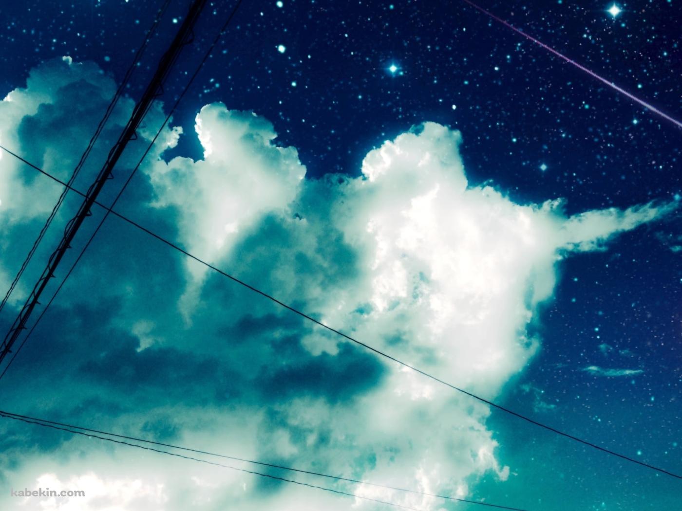 電線と雲と流れ星の壁紙(1400px x 1050px) 高画質 PC・デスクトップ用