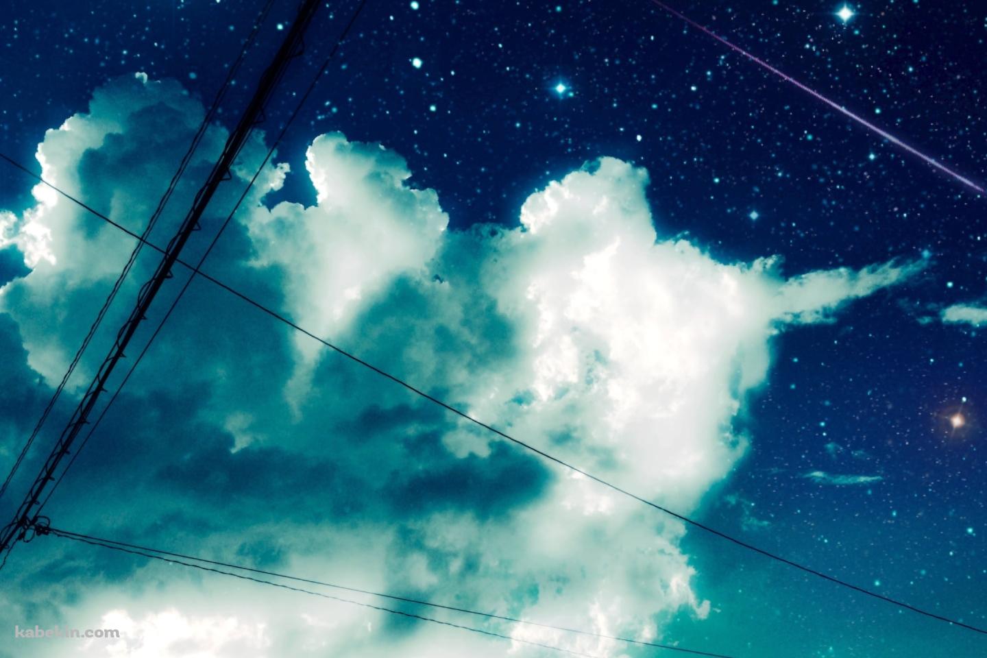 電線と雲と流れ星の壁紙(1440px x 960px) 高画質 PC・デスクトップ用