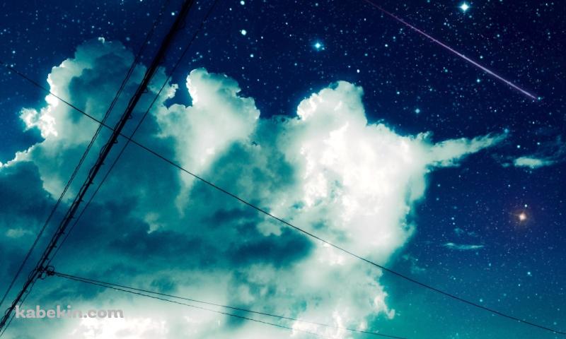 電線と雲と流れ星の壁紙(800px x 480px) 高画質 PC・デスクトップ用