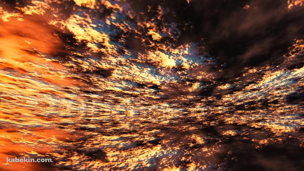水面に鏡面する夕暮れの雲の壁紙(1024px x 576px) 高画質 PC・デスクトップ用
