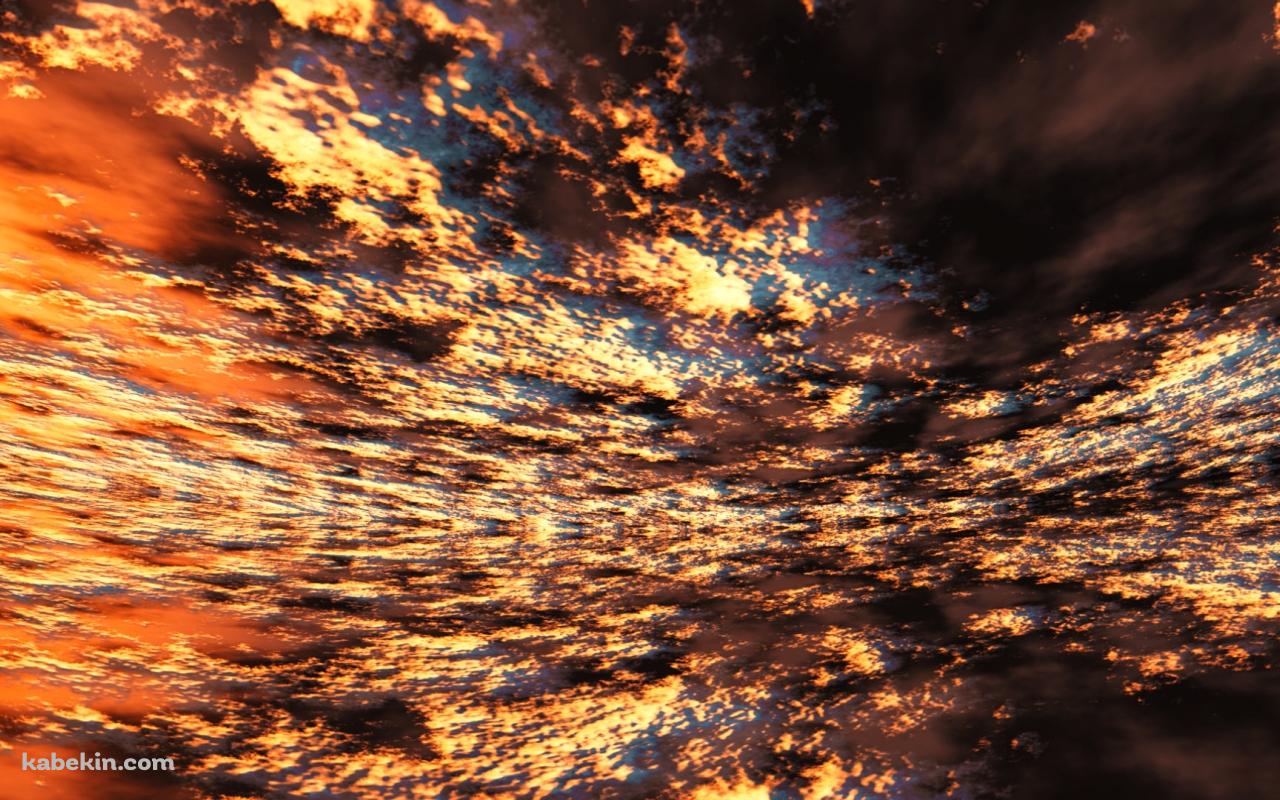 水面に鏡面する夕暮れの雲の壁紙(1280px x 800px) 高画質 PC・デスクトップ用