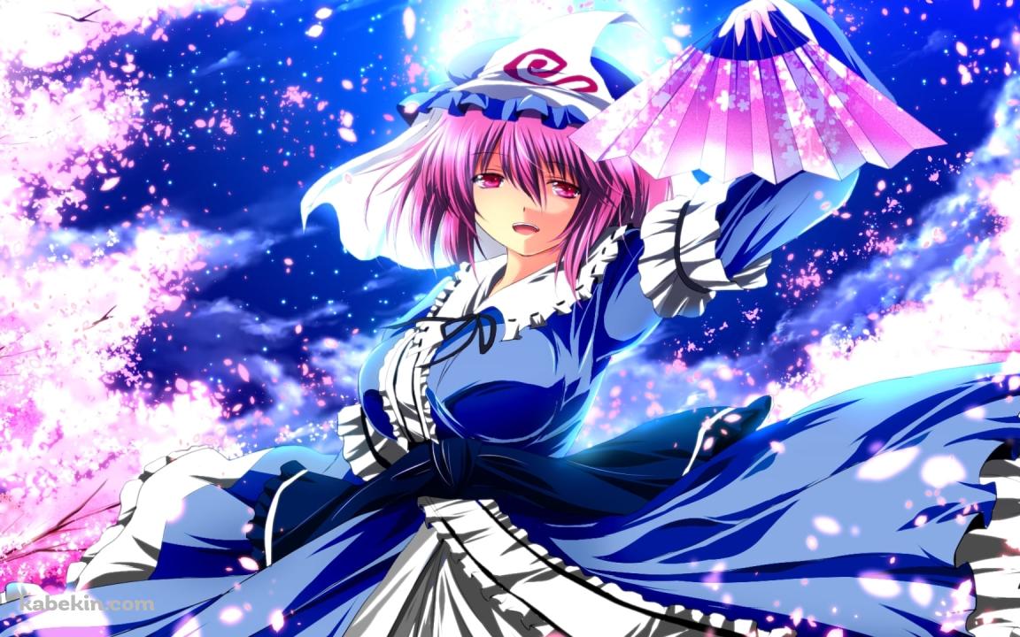 ピンクの扇子をかざす西行寺幽々子 / 東方の壁紙(1152px x 720px) 高画質 PC・デスクトップ用