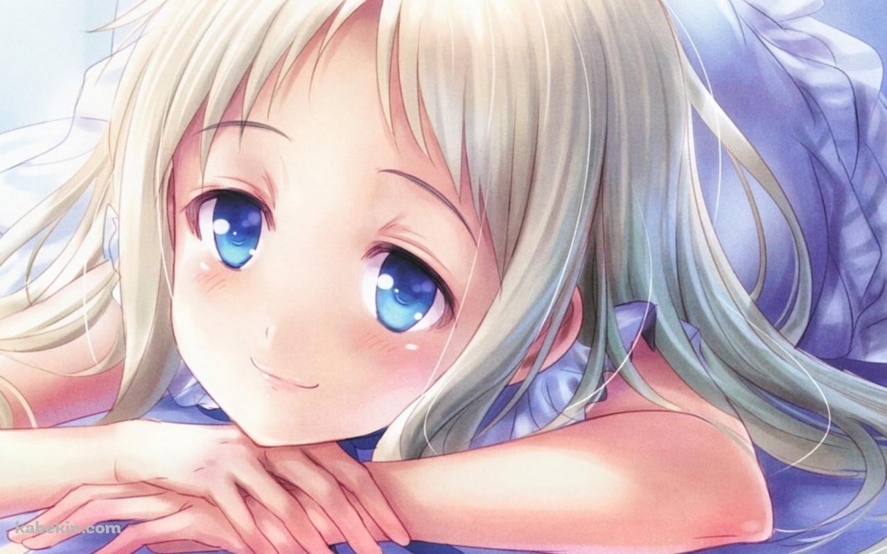 うつ伏せでこちらを見つめる本間芽衣子 / あの日見た花の名前を僕達はまだ知らない。 あの花の壁紙(1280px x 800px) 高画質 PC・デスクトップ用