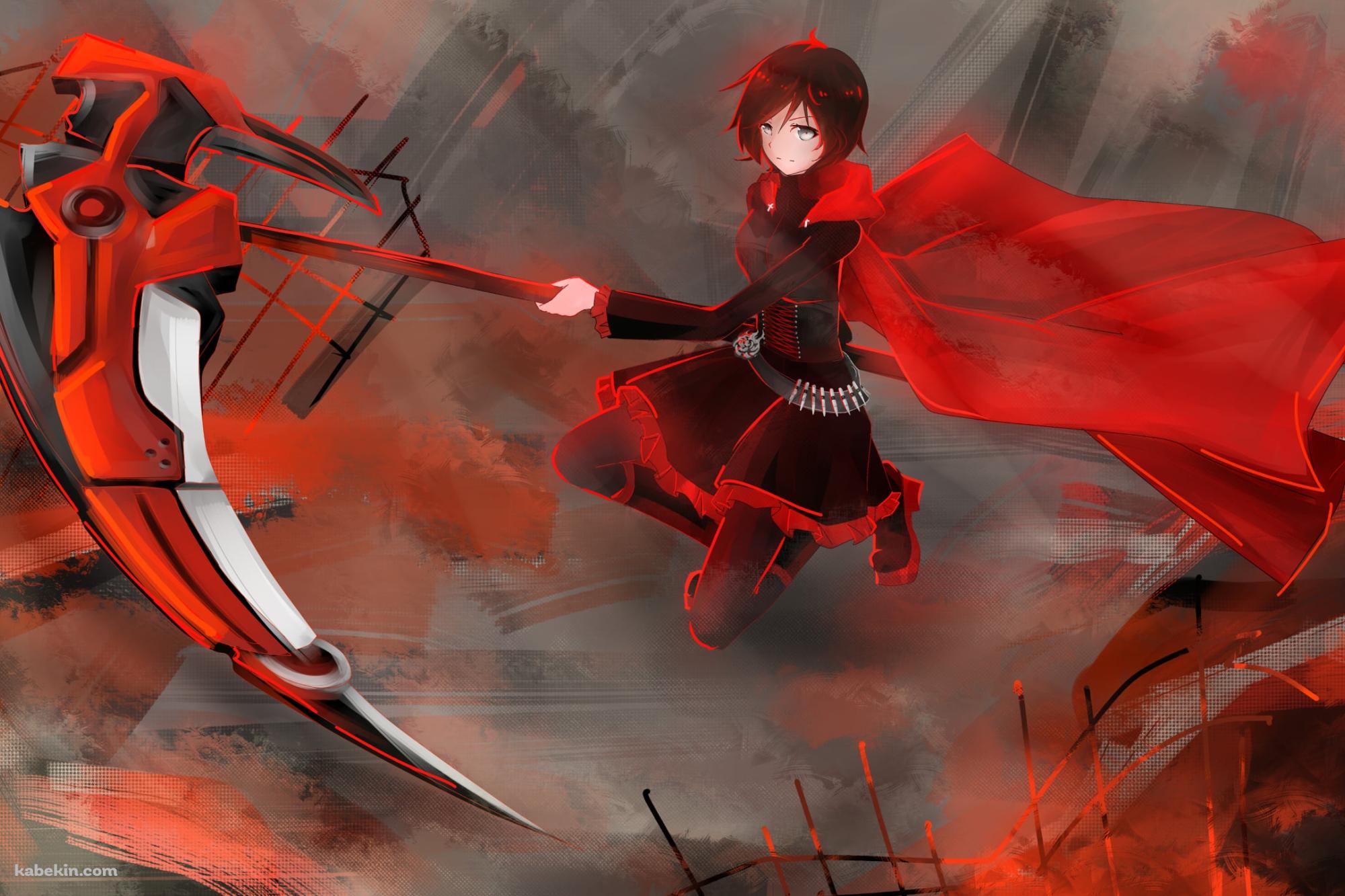 ジャンプしながら大きな赤い鎌を持つルビーローズ / RWBYの壁紙(2000px x 1333px) 高画質 PC・デスクトップ用
