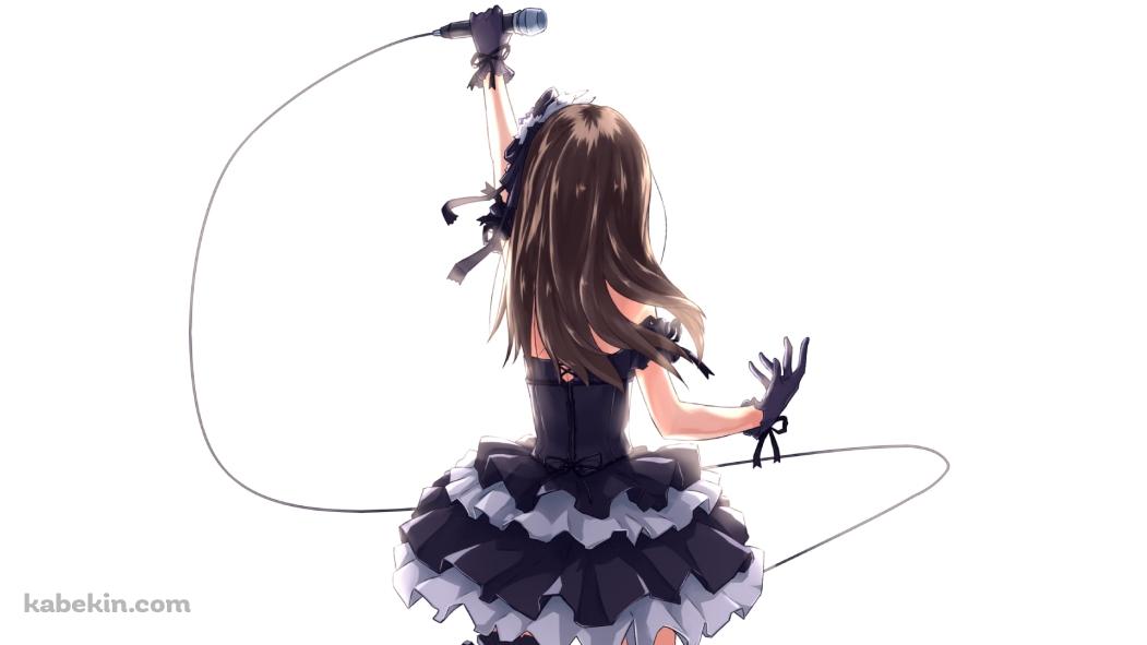 マイクを上に掲げる黒いドレスを着た渋谷凛の後ろ姿 / アイドルマスターシンデレラガールズの壁紙(1051px x 591px) 高画質 PC・デスクトップ用
