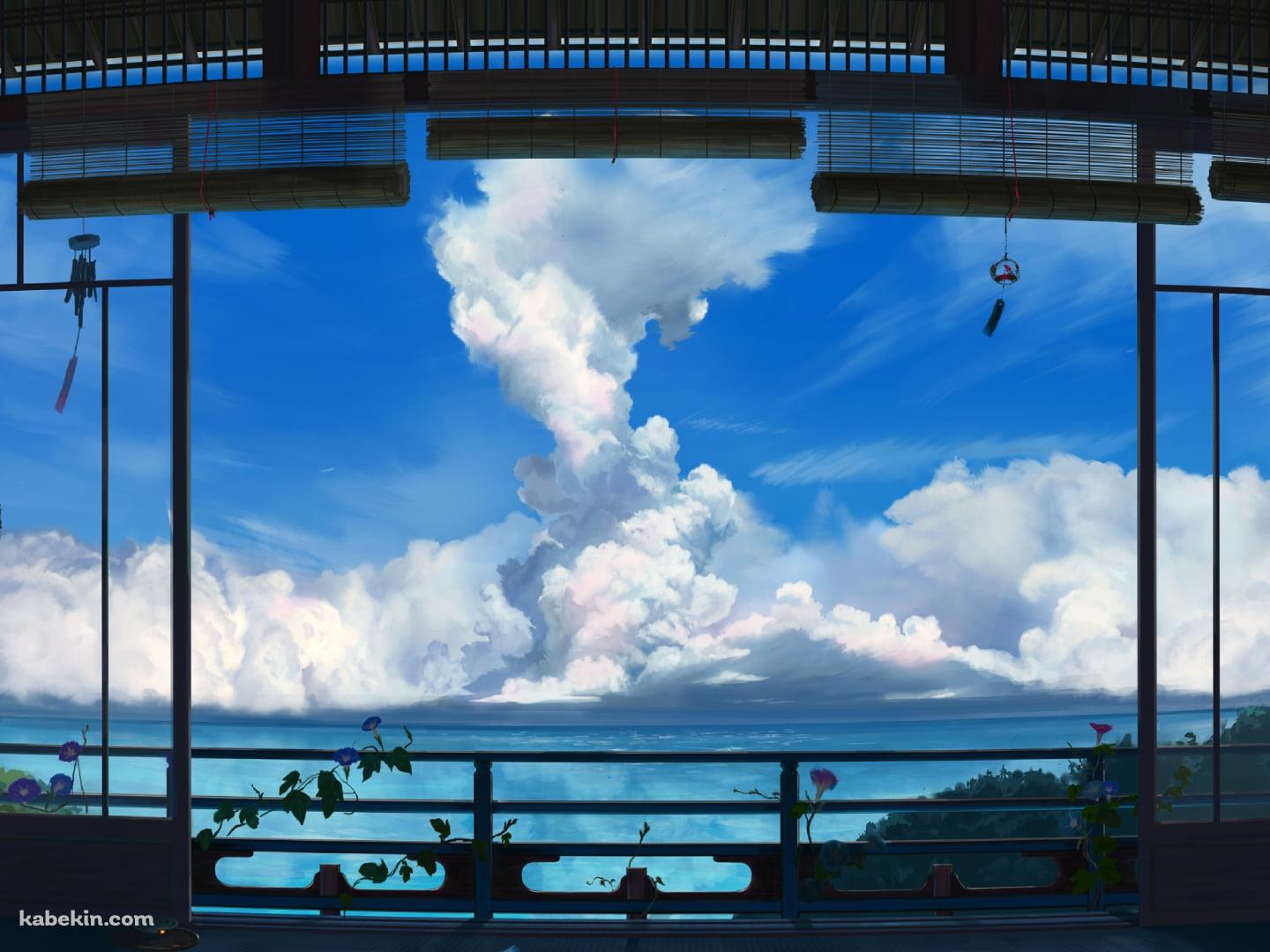 空と海が臨める部屋 / 風鈴の壁紙(1440px x 1080px) 高画質 PC・デスクトップ用