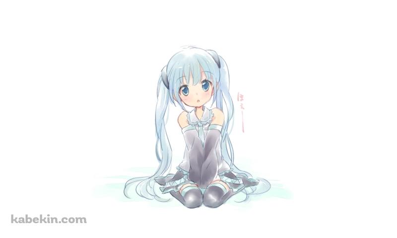 地べたに座り込む初音ミク / ほぇ~ / ボカロの壁紙(800px x 480px) 高画質 PC・デスクトップ用