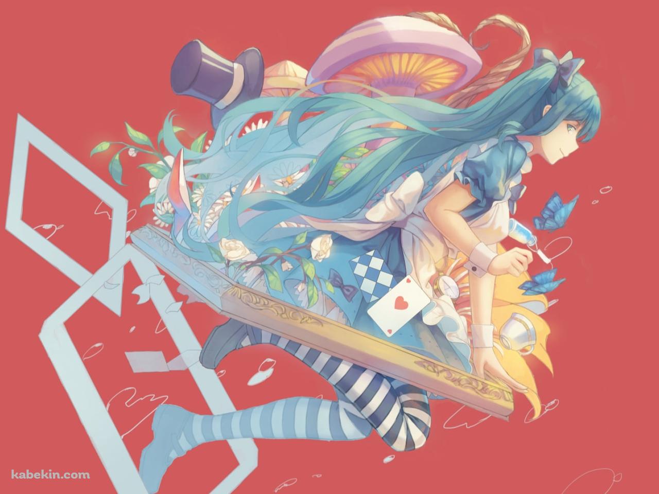 初音ミク×アリス / ボーカロイド / 不思議の国のアリスの壁紙(1280px x 960px) 高画質 PC・デスクトップ用