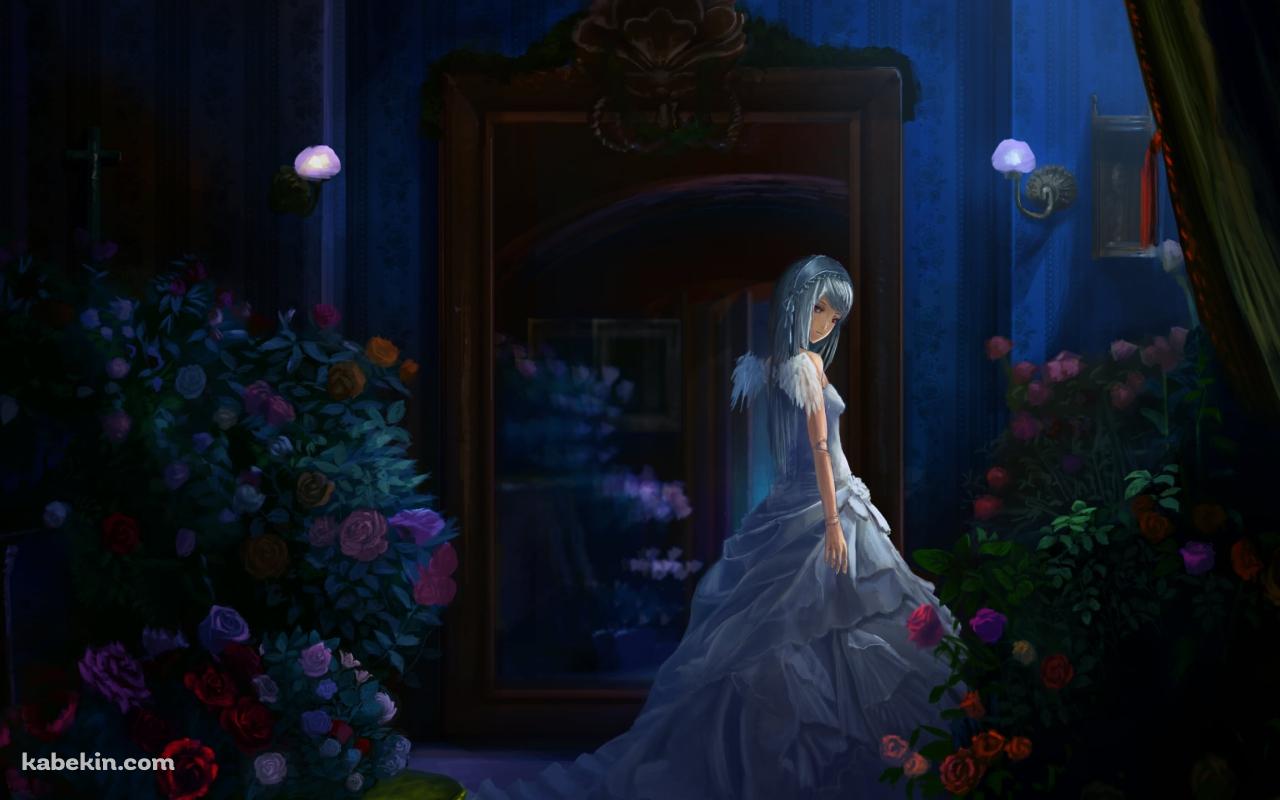 カラフルな薔薇とドレスを着た水銀燈 / ローゼンメイデンの壁紙(1280px x 800px) 高画質 PC・デスクトップ用