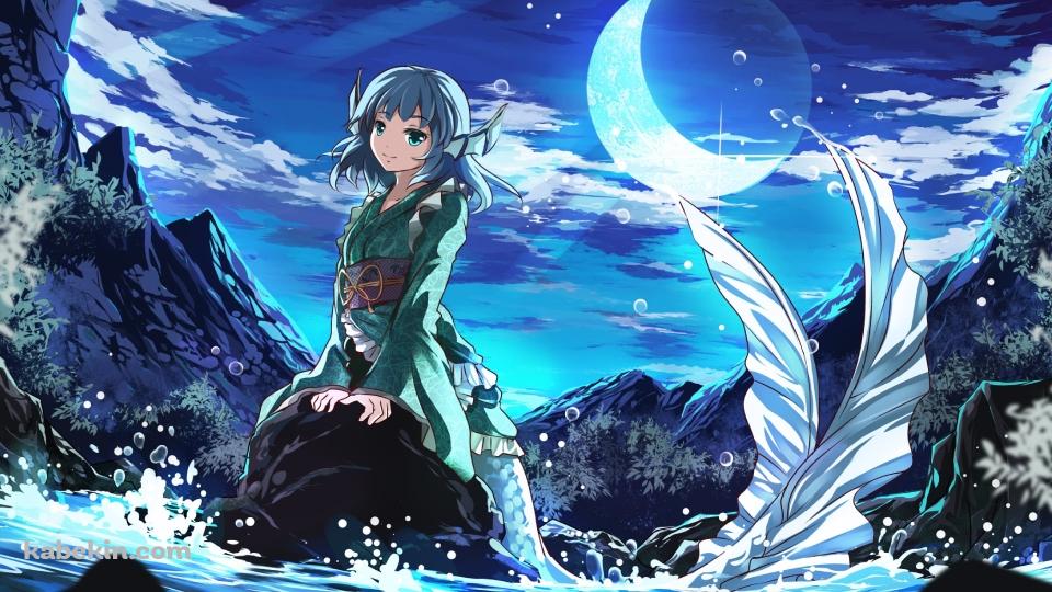 岩の上に乗るわかさぎ姫 / 渓流 / 山 / 東方の壁紙(960px x 540px) 高画質 PC・デスクトップ用