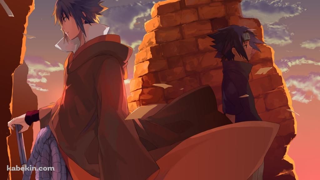 背中越しに立つ青年期・幼少期のうちはサスケ / NARUTOの壁紙(1024px x 576px) 高画質 PC・デスクトップ用