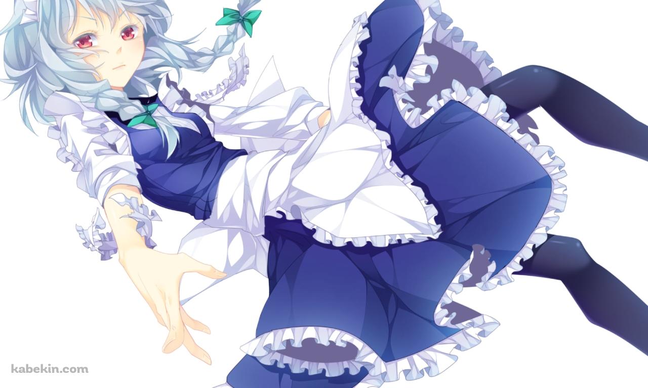 青いメイド姿を着た十六夜咲夜 / 東方の壁紙(1280px x 768px) 高画質 PC・デスクトップ用