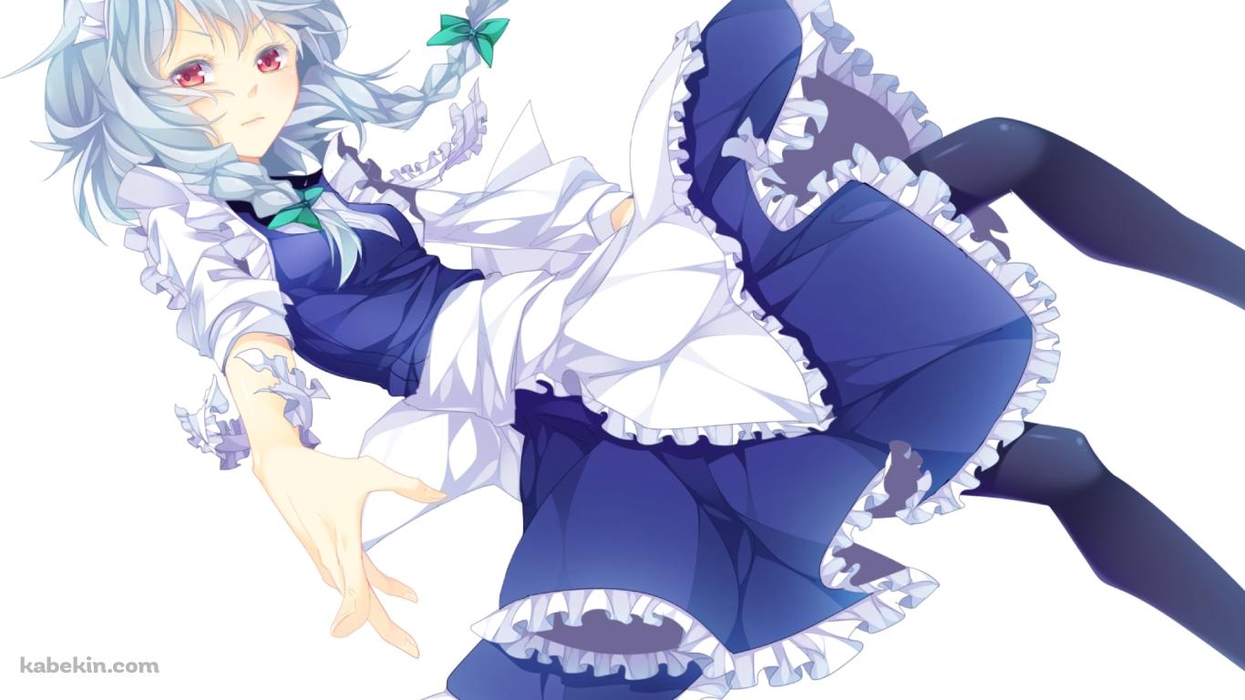 青いメイド姿を着た十六夜咲夜 / 東方の壁紙(1366px x 768px) 高画質 PC・デスクトップ用