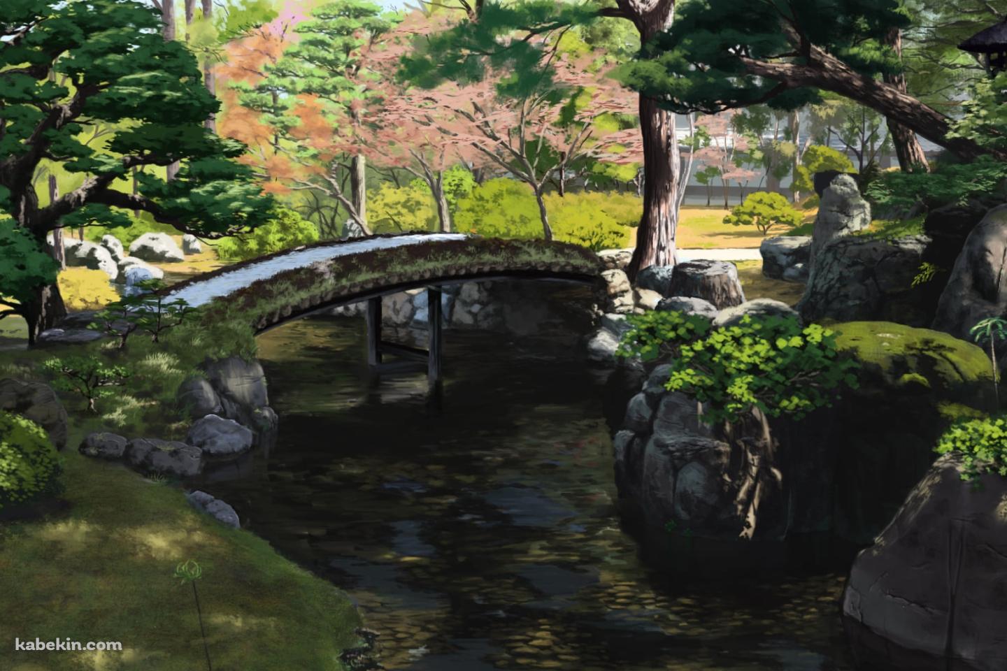 綺麗な日本庭園 / 池 / 橋 / 桜の壁紙(1440px x 960px) 高画質 PC・デスクトップ用