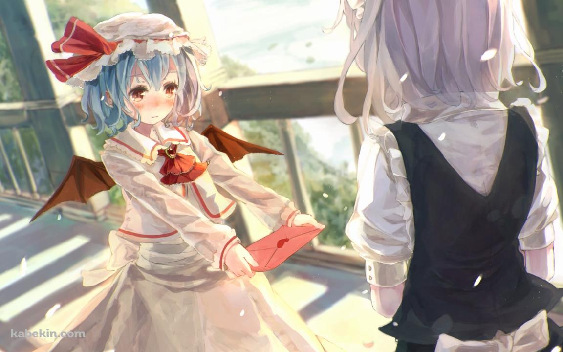 十六夜咲夜に告白するレミリア・スカーレット / ラブレター / 東方の壁紙(1152px x 720px) 高画質 PC・デスクトップ用