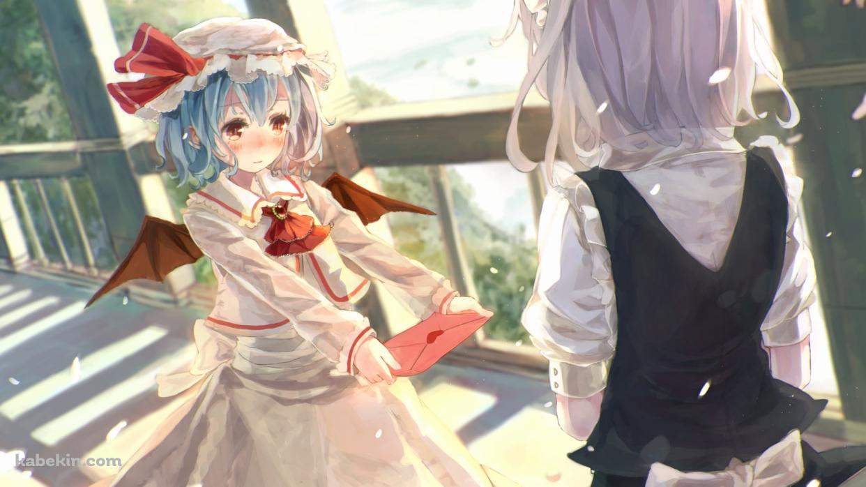 十六夜咲夜に告白するレミリア・スカーレット / ラブレター / 東方の壁紙(1242px x 698px) 高画質 PC・デスクトップ用