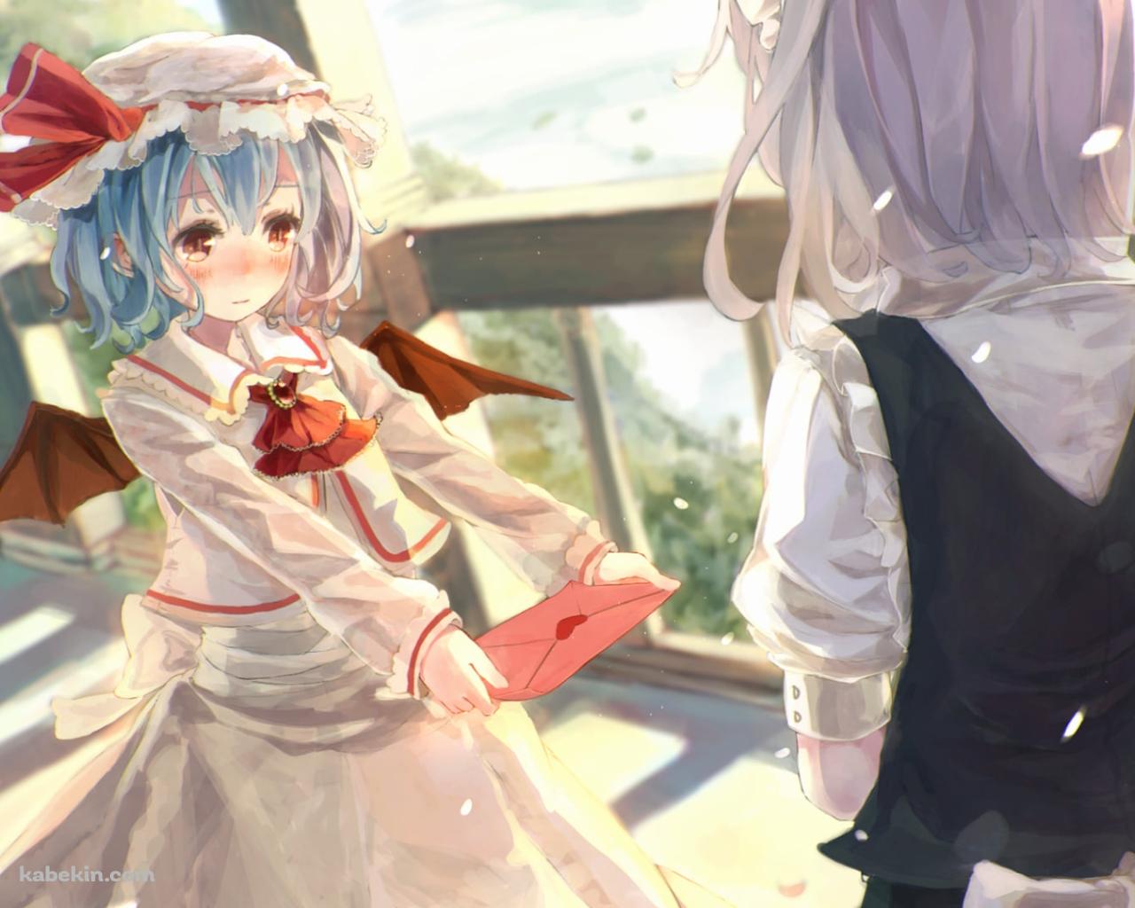 十六夜咲夜に告白するレミリア・スカーレット / ラブレター / 東方の壁紙(1280px x 1024px) 高画質 PC・デスクトップ用