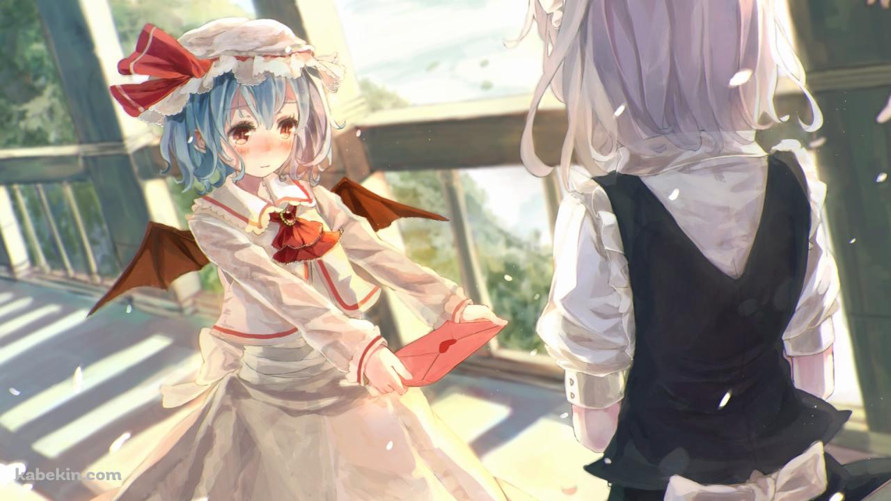 十六夜咲夜に告白するレミリア・スカーレット / ラブレター / 東方の壁紙(1280px x 720px) 高画質 PC・デスクトップ用