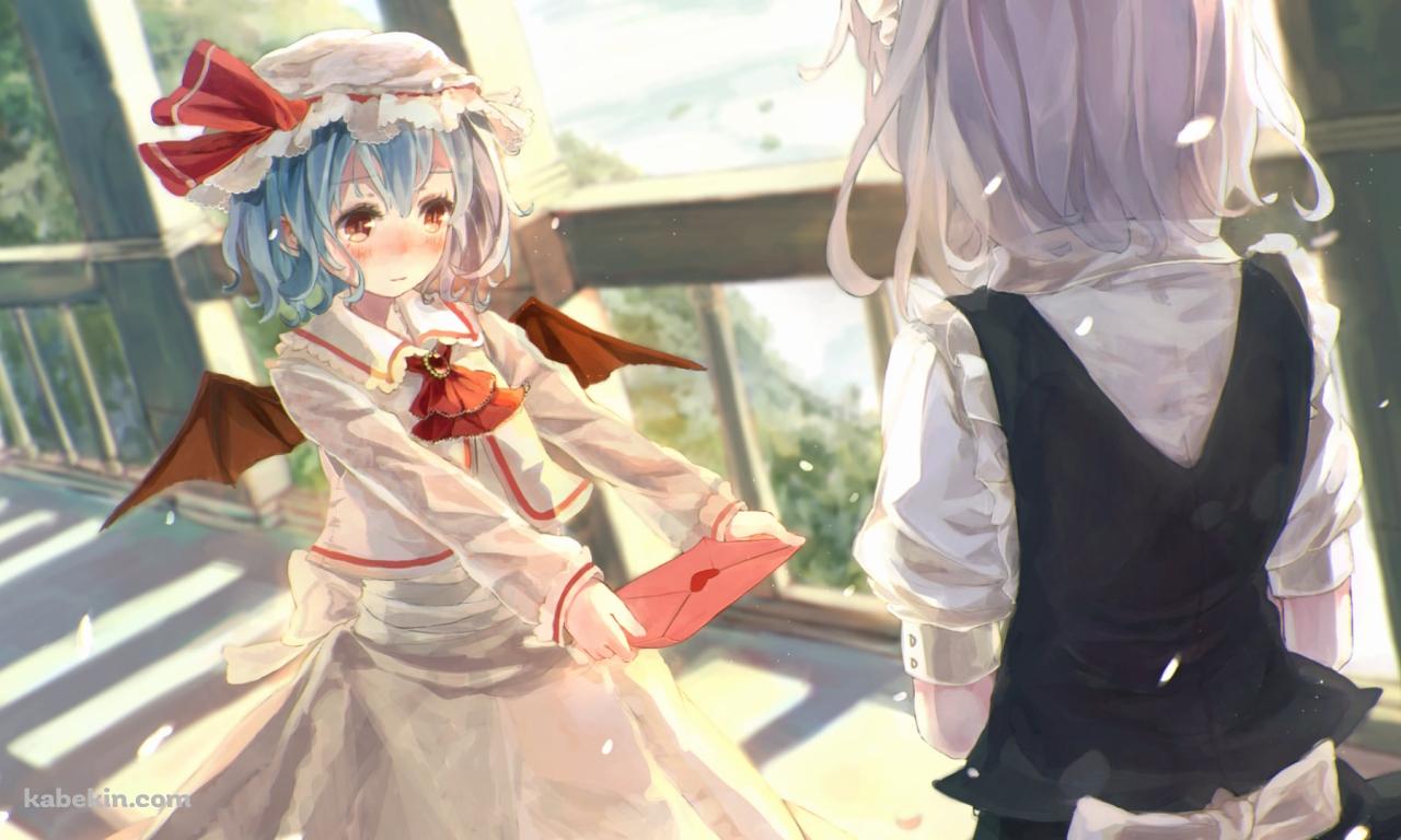 十六夜咲夜に告白するレミリア・スカーレット / ラブレター / 東方の壁紙(1280px x 768px) 高画質 PC・デスクトップ用