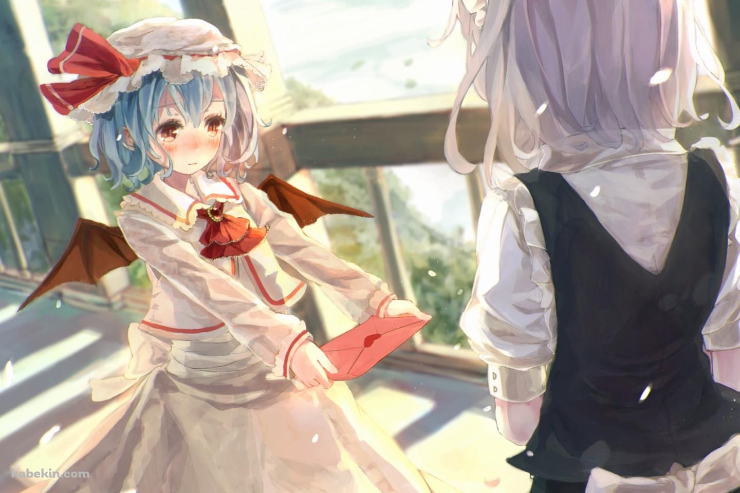 十六夜咲夜に告白するレミリア・スカーレット / ラブレター / 東方の壁紙(1440px x 960px) 高画質 PC・デスクトップ用